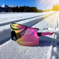 BEAT RACE pink cycling sports eyewear , pink white mirror - 4KAAD